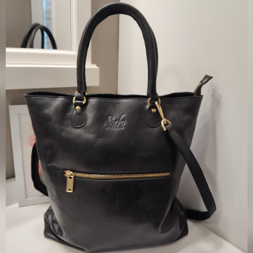 🖤Sseko Made In Ethiopia Genuine Smooth Leather Crossbody Backpack Bag, Black
